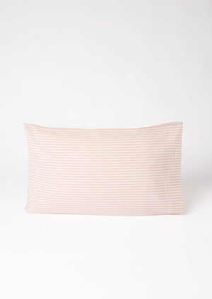 Organic Cotton Ticking Stripe Housewife Pillowcase | Ecru/Rose