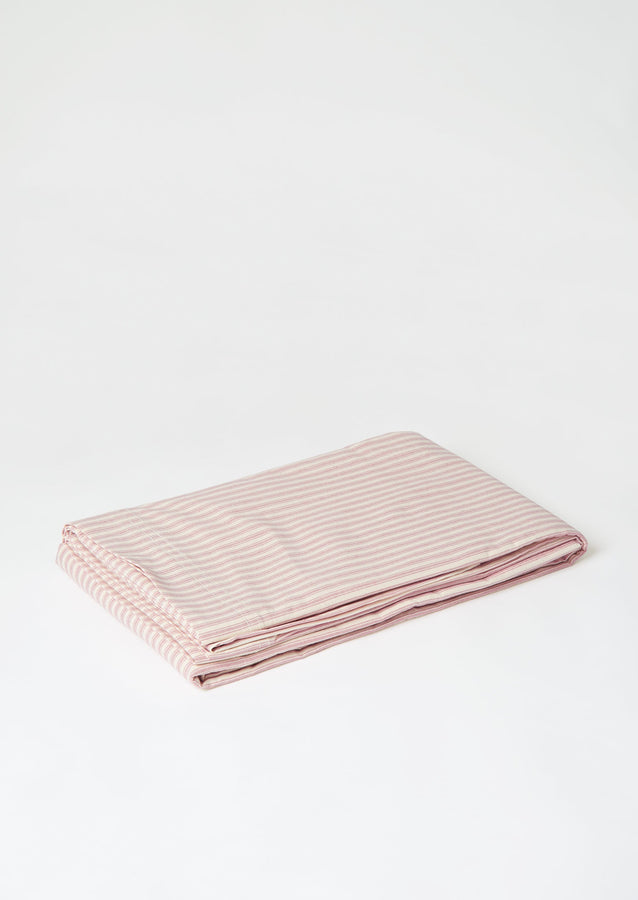 Organic Cotton Ticking Stripe Fitted Sheet | Ecru/Rose