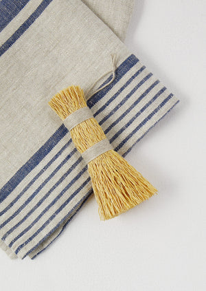 Irregular Stripe Linen Tea Towel | Natural/Blue