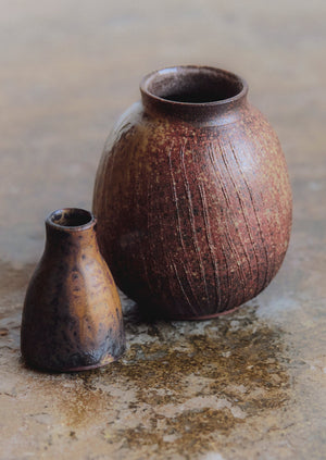 Laerke Moller Hansen Mini Ash and Tenmoku Vase | Brown Umber
