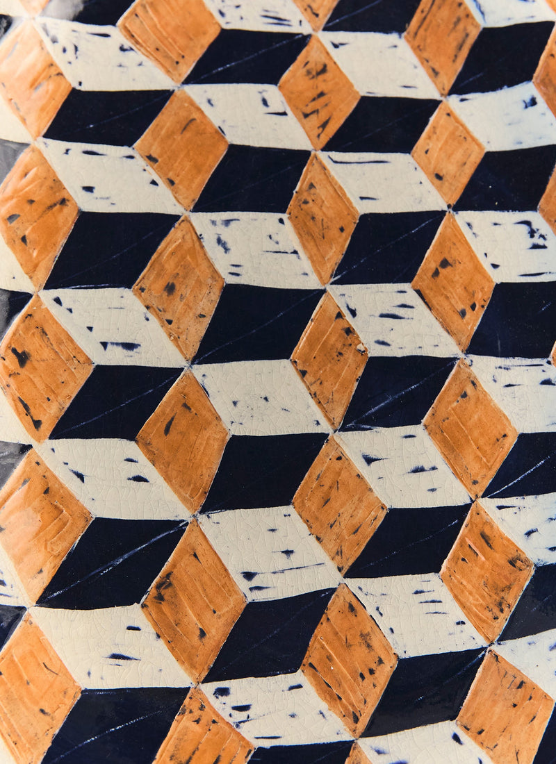 Hannah Watts Square Eyed Platter | Blue/Brick