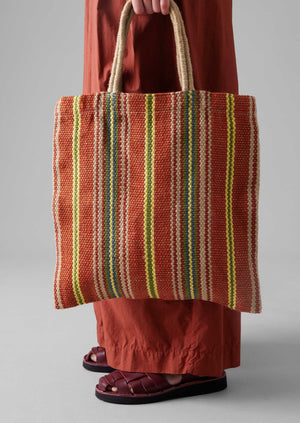 Turtle Bags Stripe Jute Tote | Nasturtium