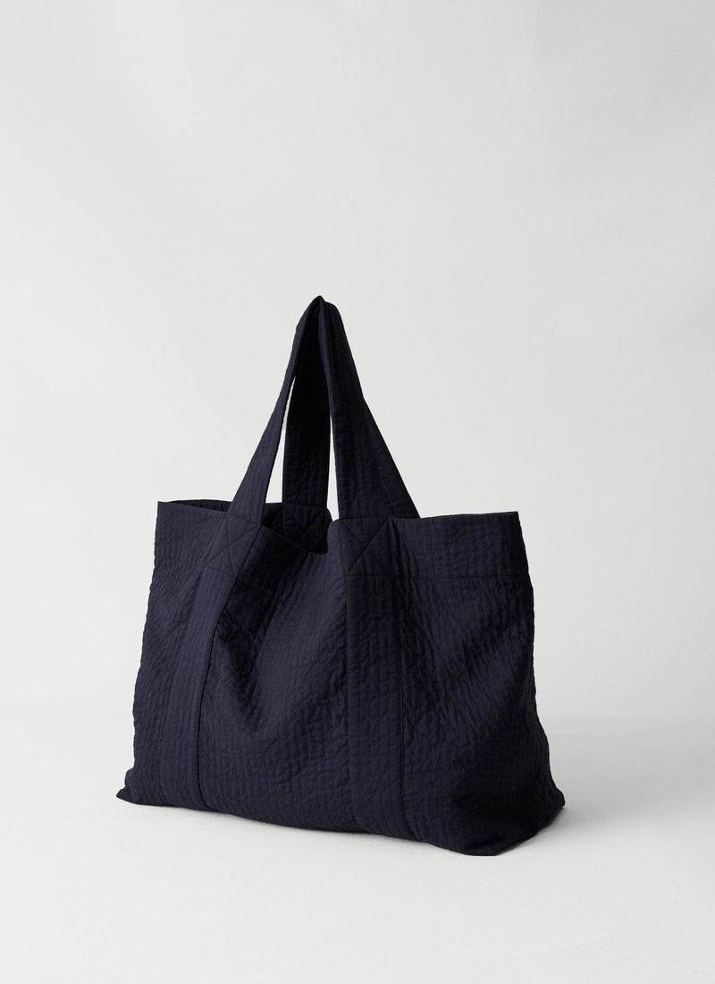 Quilted Cotton Lounge Bag | Indigo Blue