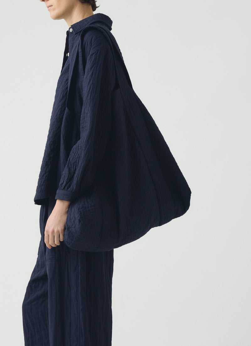 Quilted Cotton Lounge Bag | Indigo Blue