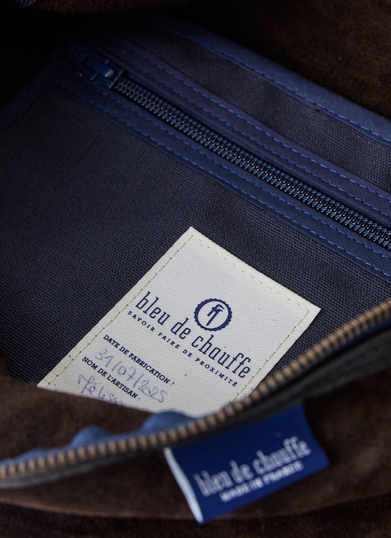 Bleu De Chauffe Large Suede Cross Body Bag | Dark Brown