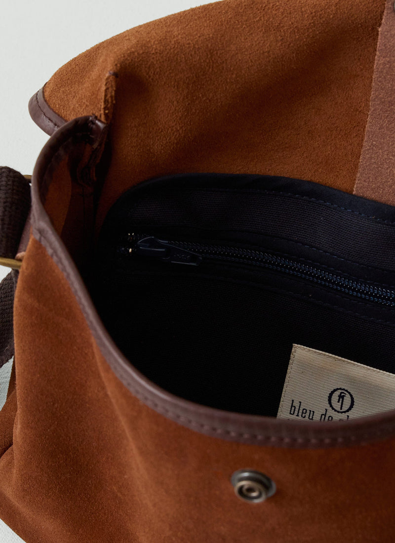 Bleu De Chauffe Extra Small Musette Suede Bag | Tawny Brown