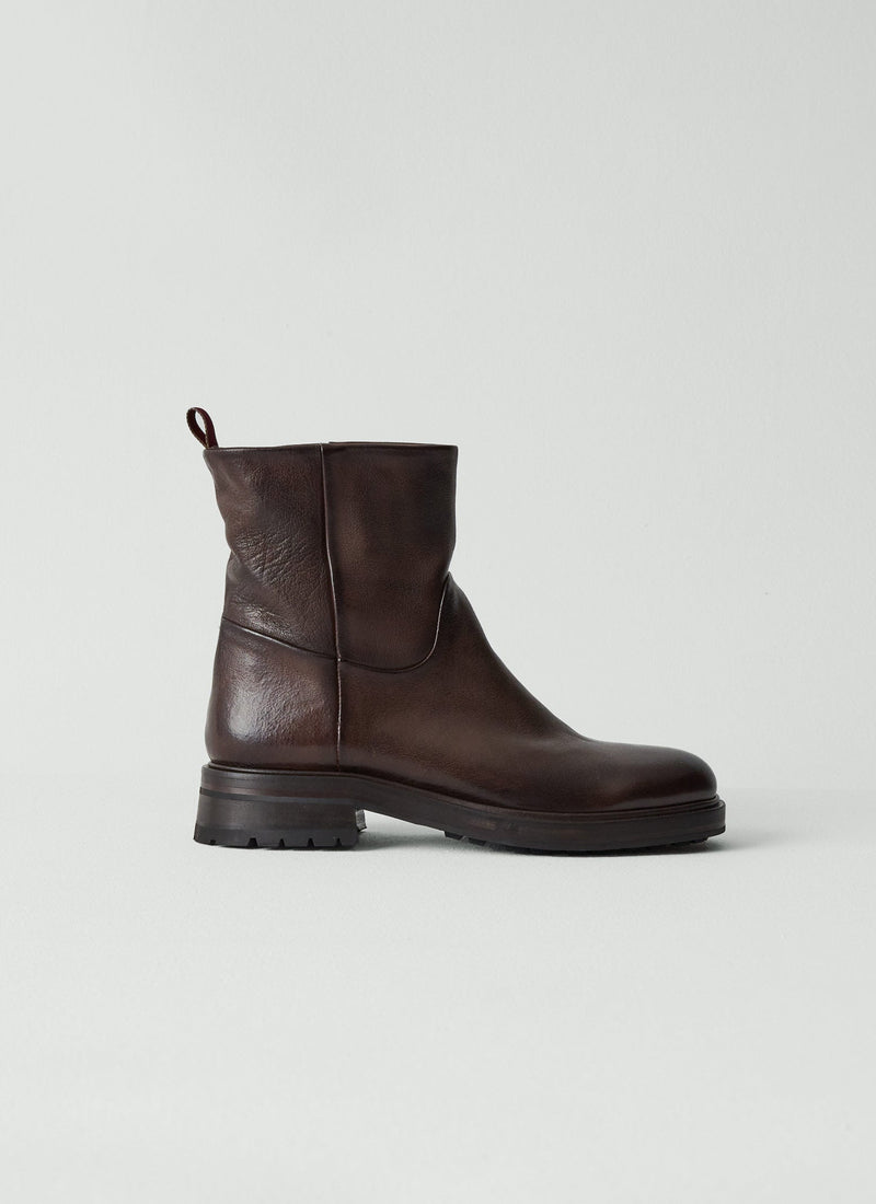 Sturlini Mid Leather Pull On Boots | Dark Brown