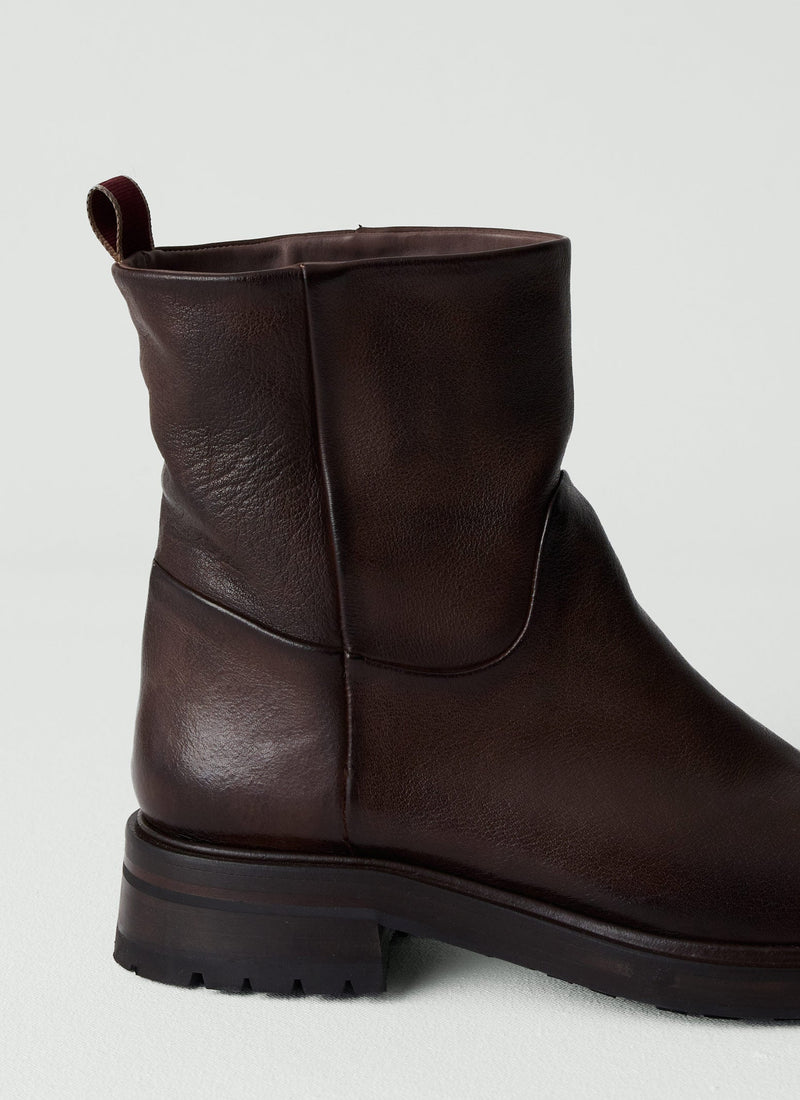 Sturlini Mid Leather Pull On Boots | Dark Brown