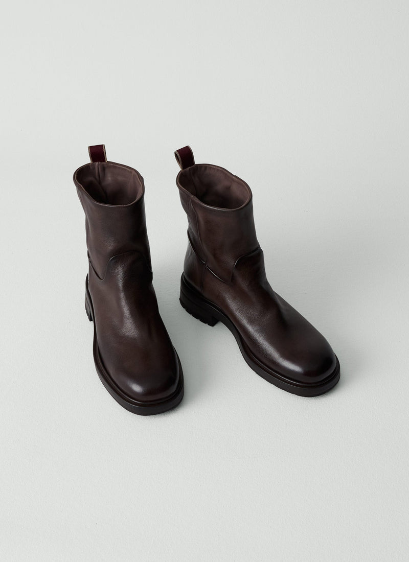 Sturlini Mid Leather Pull On Boots | Dark Brown