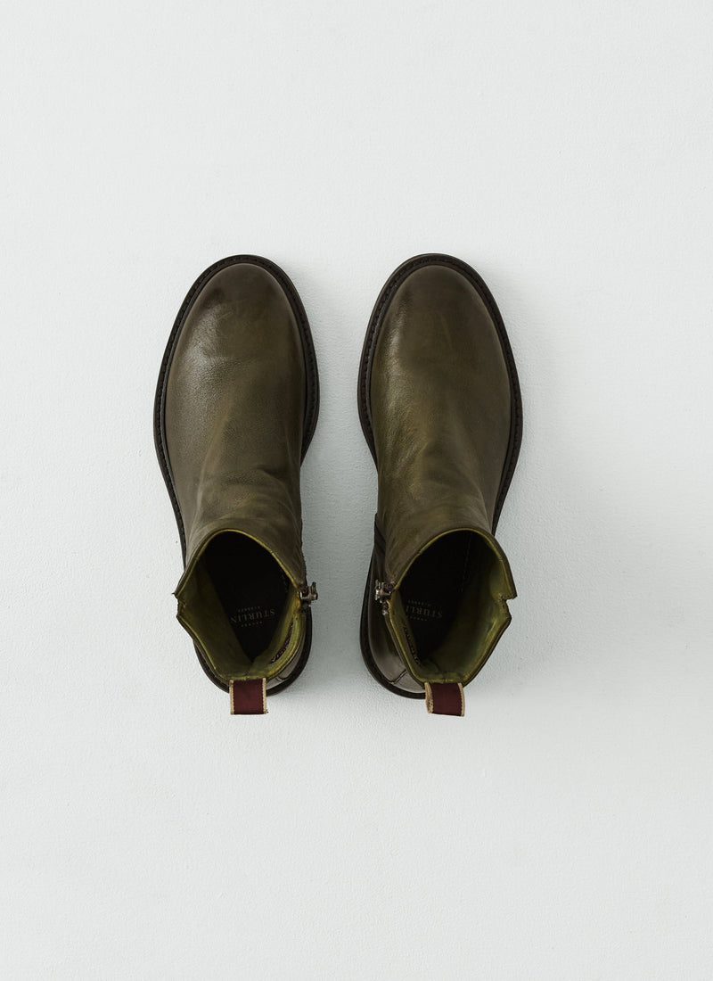 Sturlini Leather Zip Up Boots | Olive