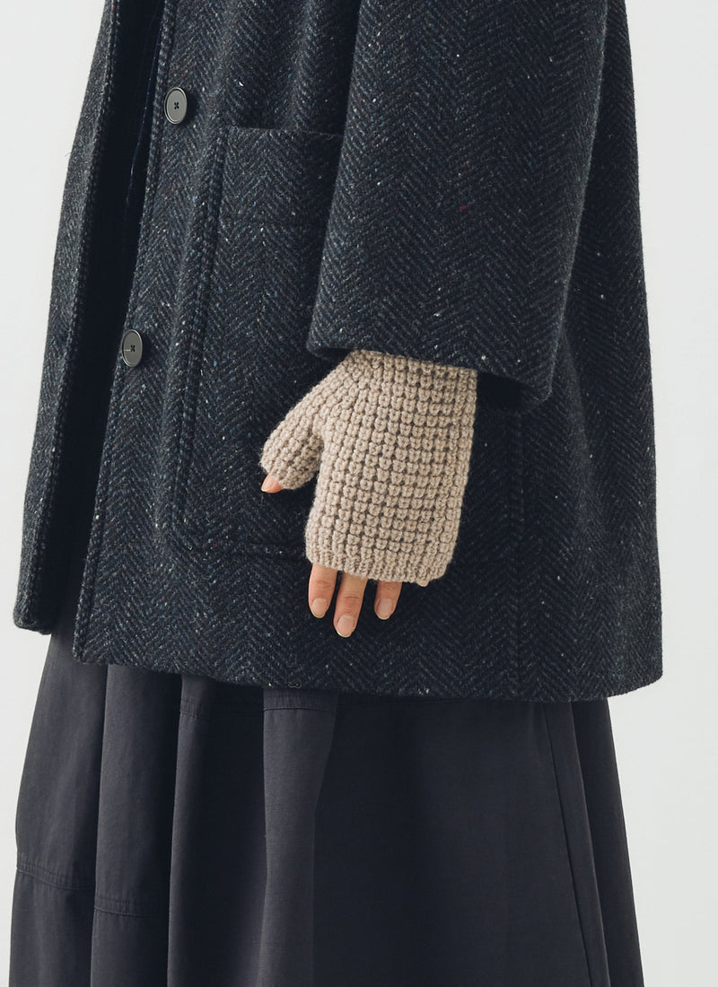 Waffle Stitch Fingerless Gloves | Biscuit