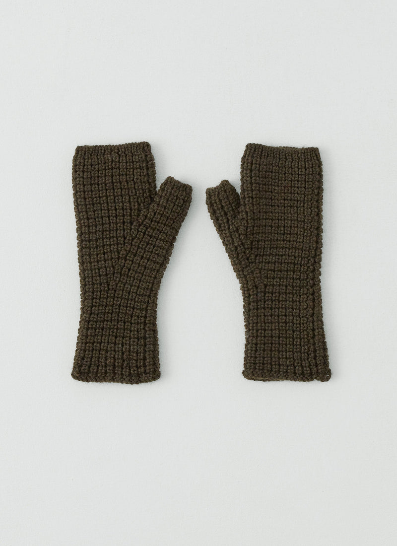 Waffle Stitch Fingerless Gloves | Dark Olive