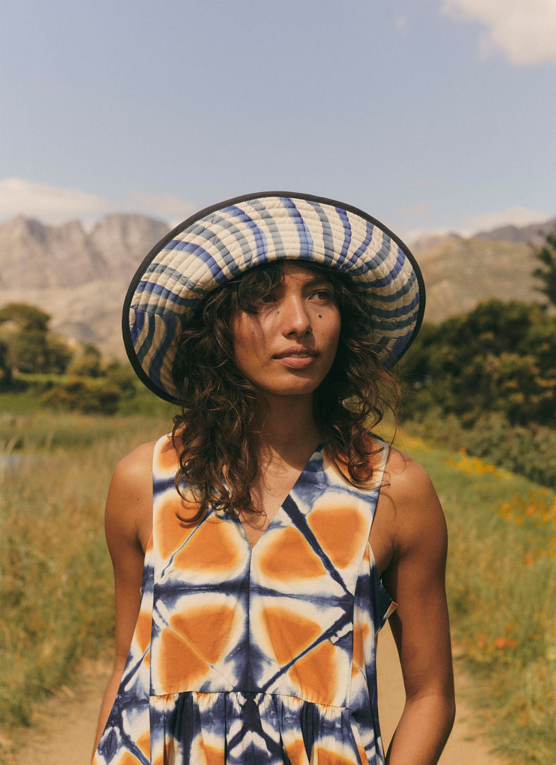 Romualda Hand Painted Grande Reversible Hat | Slate/Blue