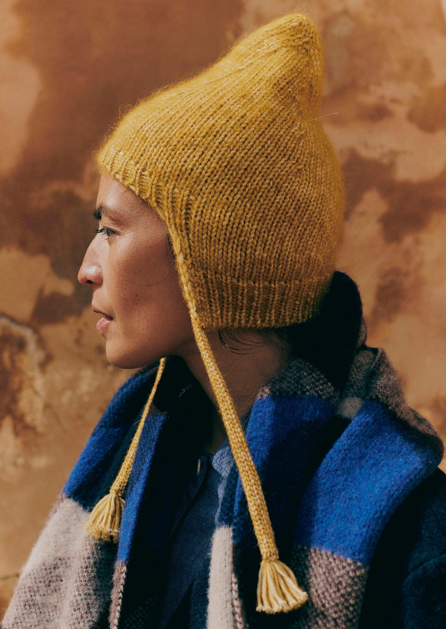 Alpaca Cotton Tassel Knit Hat | Dijon Yellow