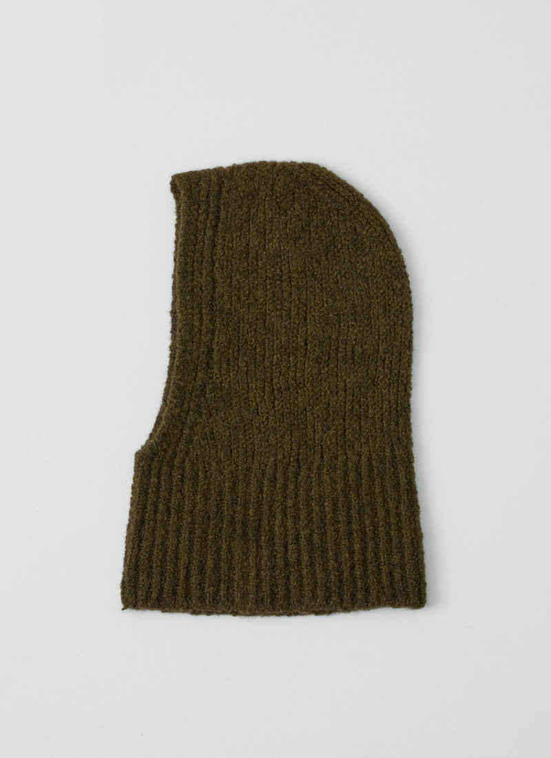 Wool Alpaca Boucle Hood | Rich Olive