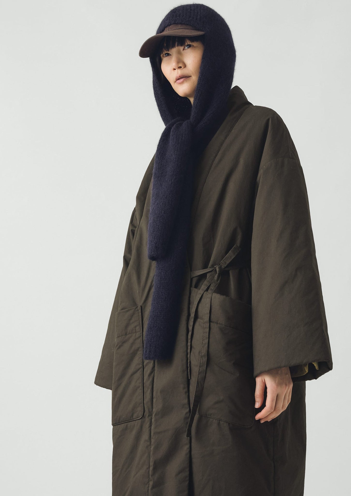 Lofty Alpaca Hooded Scarf | Dark Navy