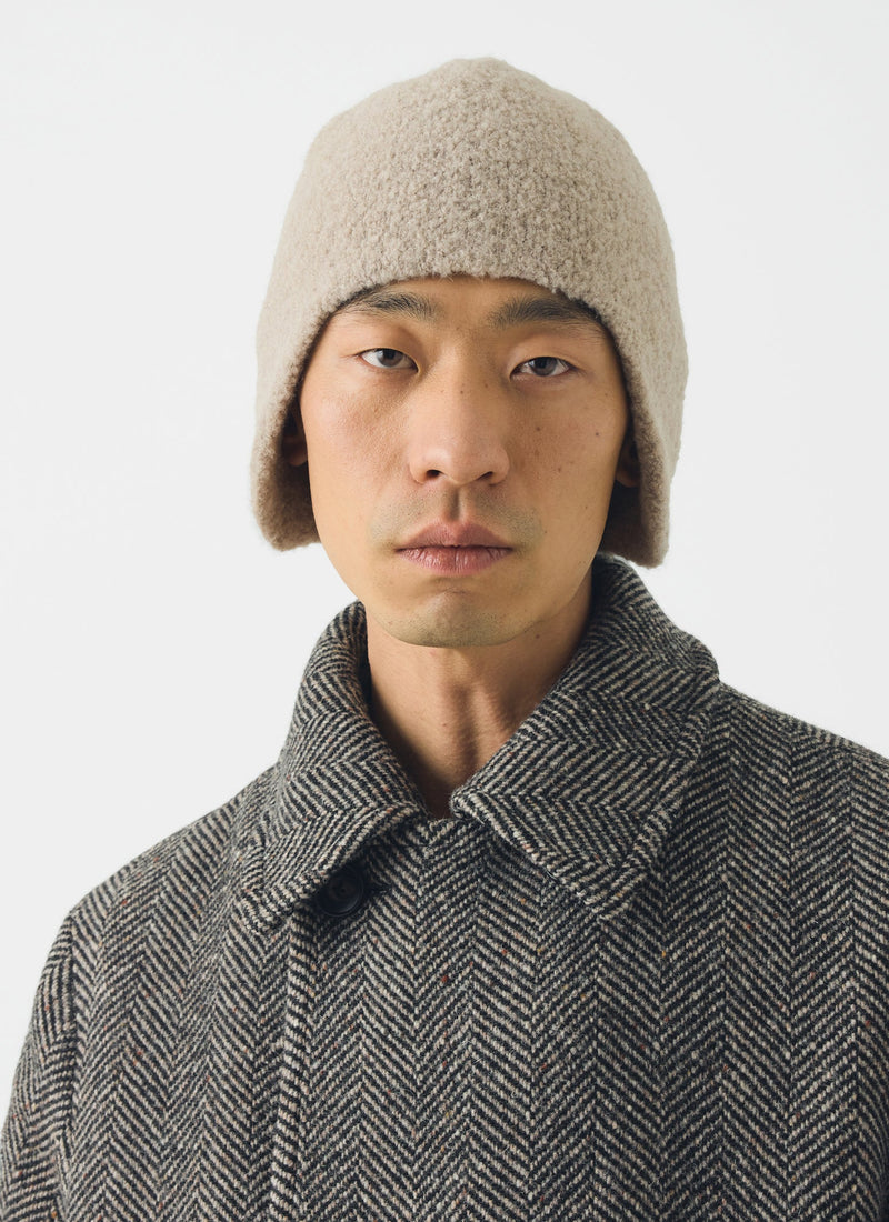 Rototo Alpaca Boucle Ear Flap Beanie | Oatmeal