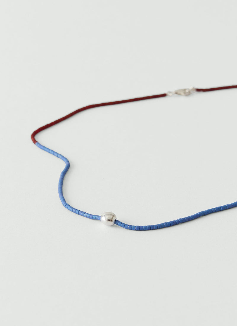 Helena Rohner River Silver Bead Miyuki Necklace | Blue/Brown