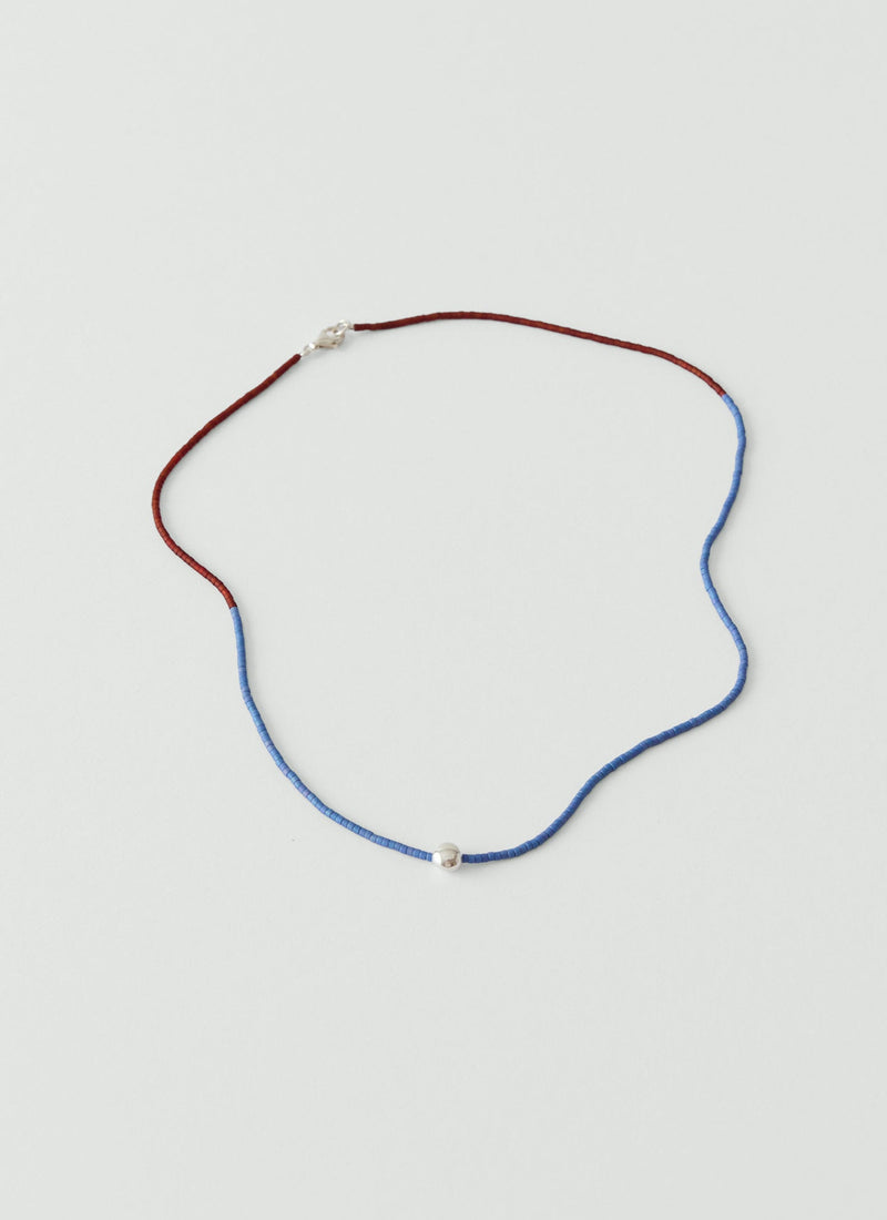 Helena Rohner River Silver Bead Miyuki Necklace | Blue/Brown
