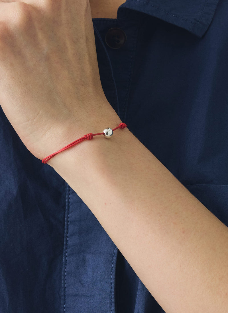 Helena Rohner Large Silver Bead String Bracelet | Tomato/Silver