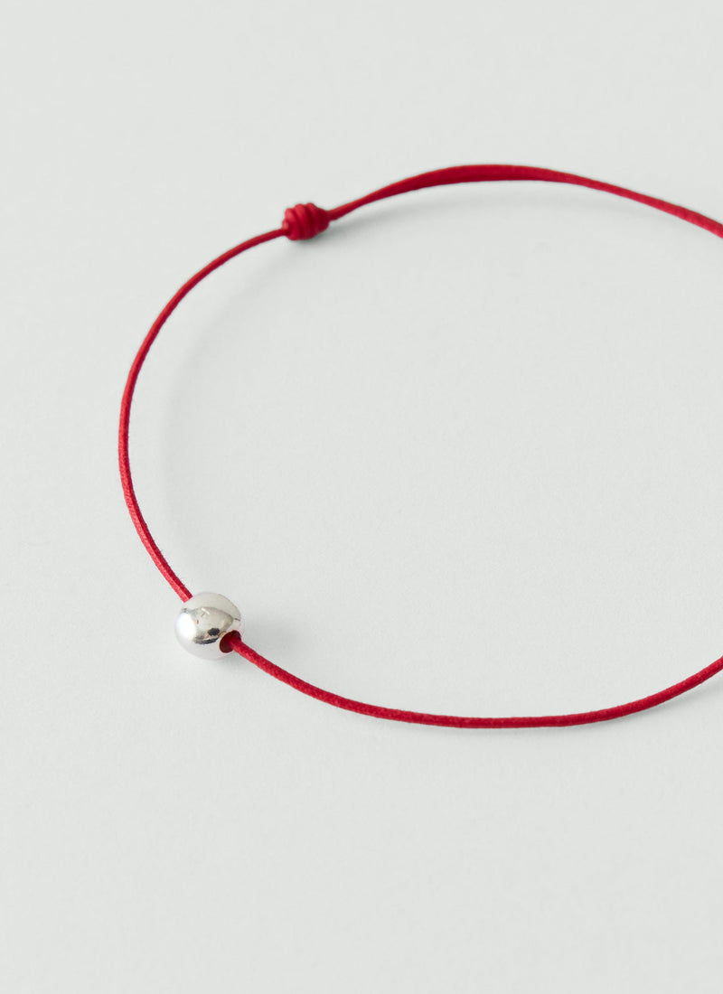 Helena Rohner Large Silver Bead String Bracelet | Tomato/Silver