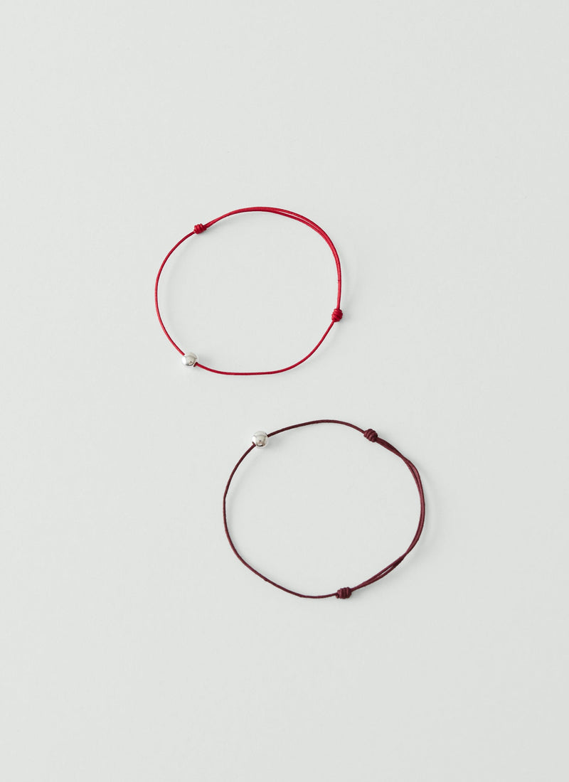 Helena Rohner Large Silver Bead String Bracelet | Tomato/Silver