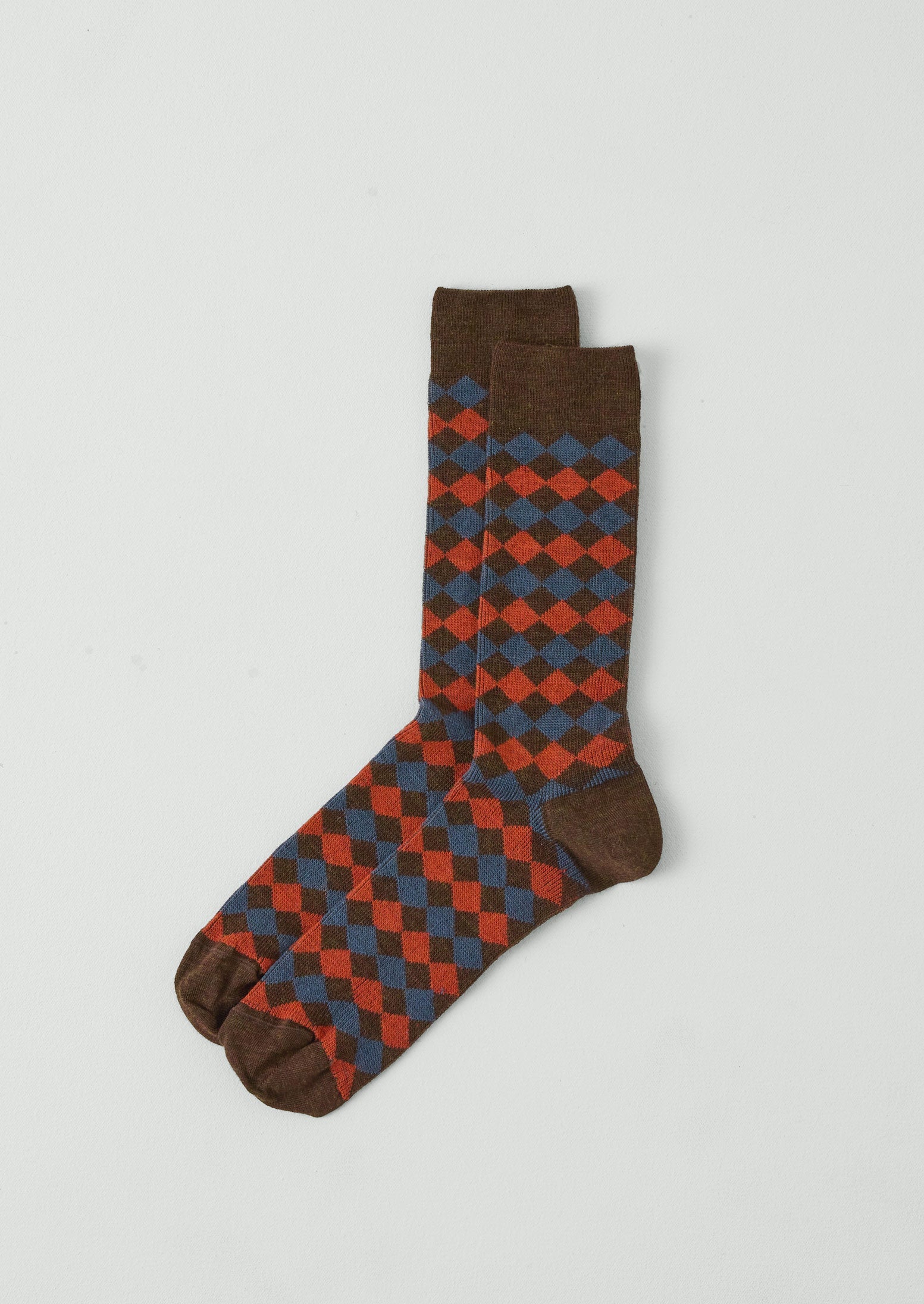 Diamond Patterned Wool Socks | Red Multi