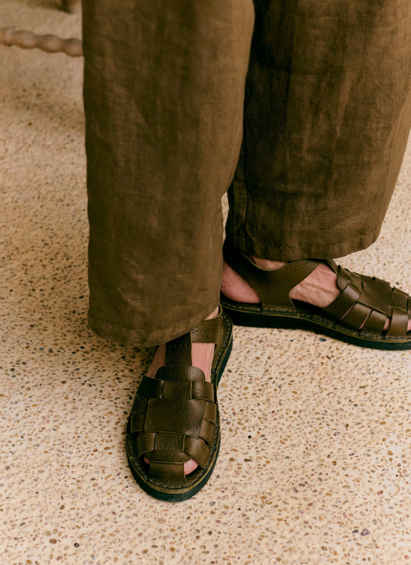 Fracap Leather Sandals | Olive
