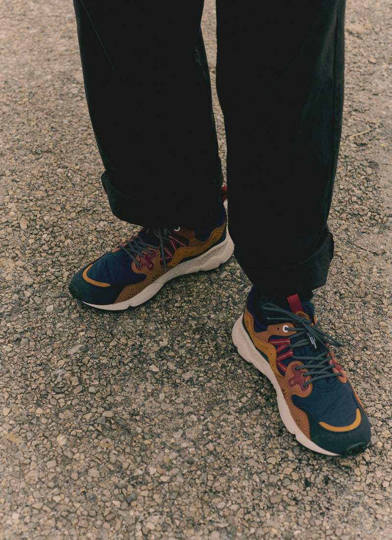 Flower Mountain Yamano Kaiso Panelled Trainers | Indigo/Ginger