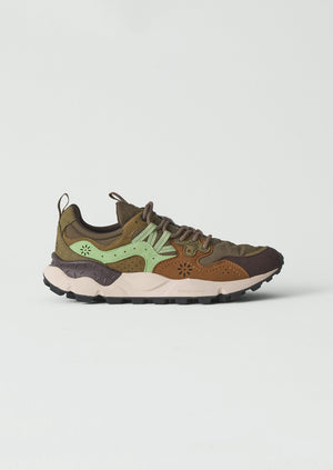 Flower Mountain Yamano Kaiso Panelled Trainers | Deep Olive