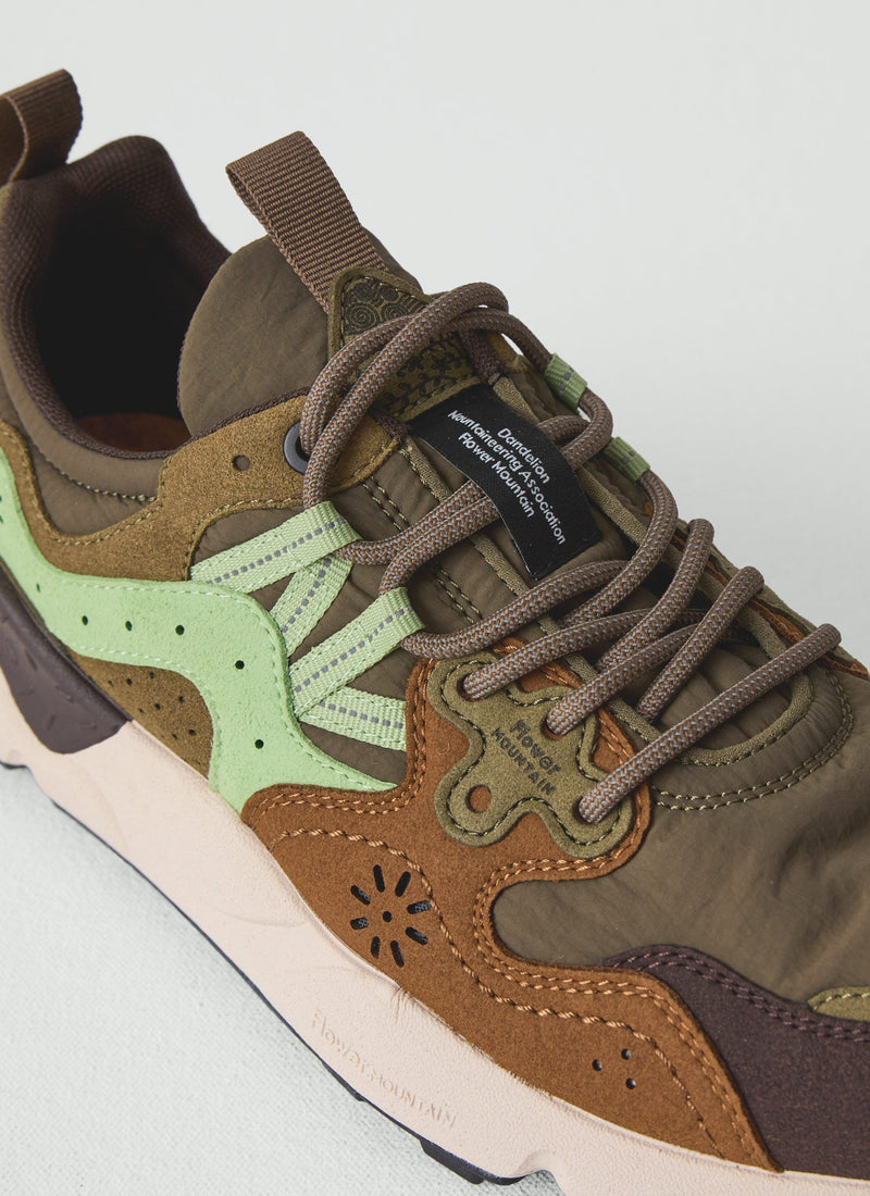 Flower Mountain Yamano Kaiso Panelled Trainers | Deep Olive