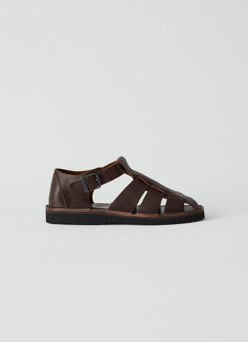 Fracap Fred Buckle Sandals | Dark Brown