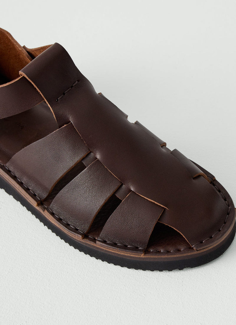 Fracap Fred Buckle Sandals | Dark Brown