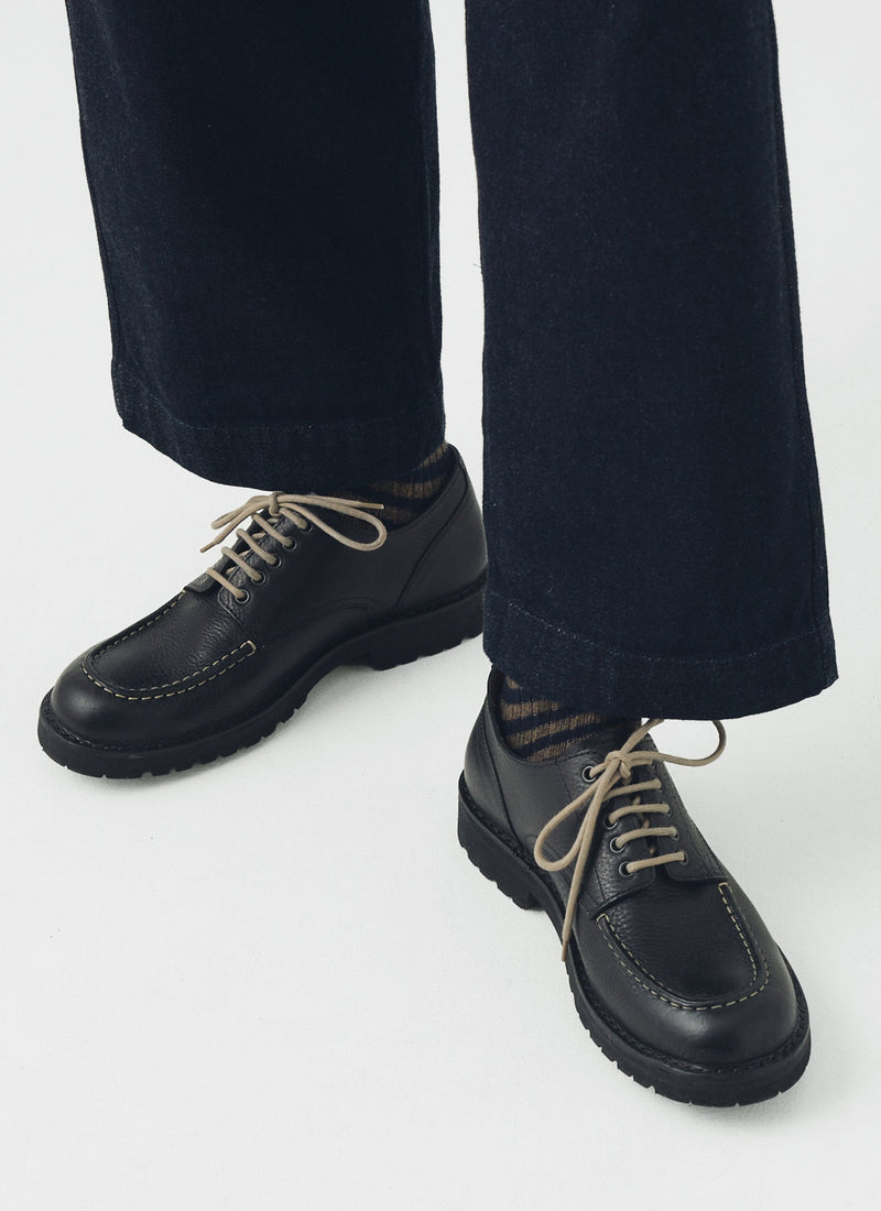 Fracap Contrast Stitch Postman Shoes | Black/Ecru