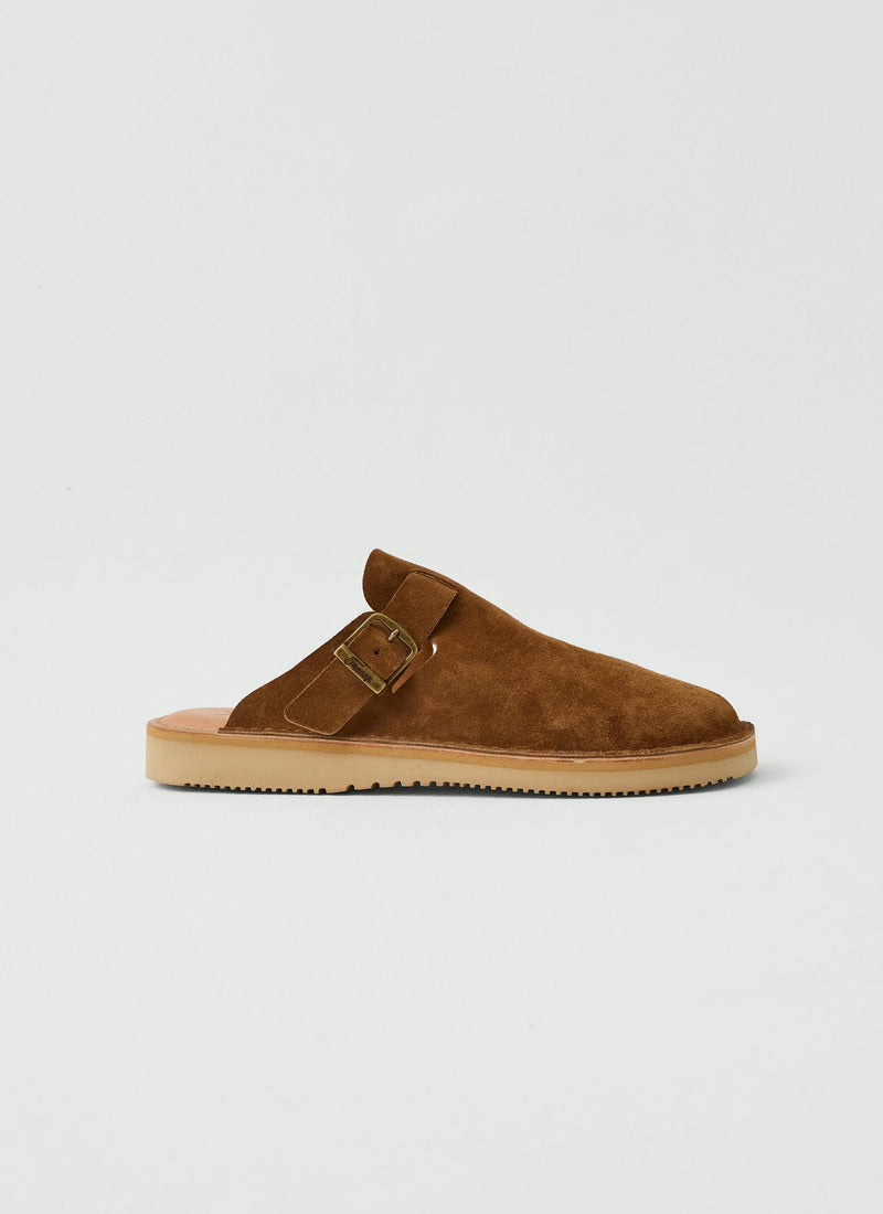 Fracap Suede Buckle Mules | Tabacco