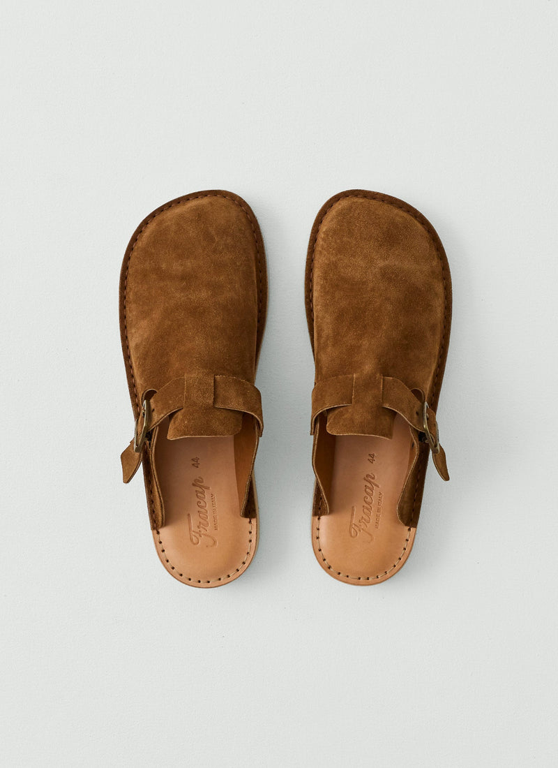 Fracap Suede Buckle Mules | Tabacco