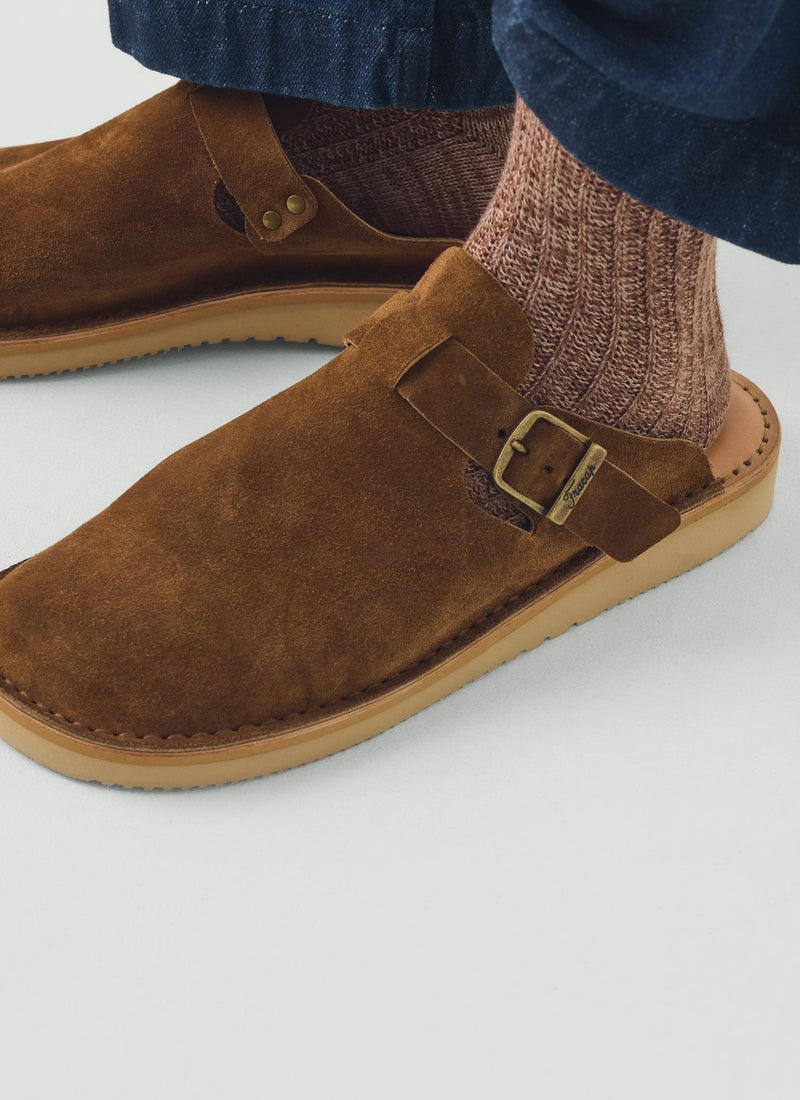 Fracap Suede Buckle Mules | Tabacco