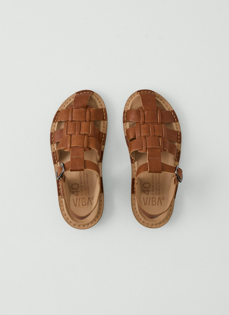 Vibae Leather Fisherman Buckle Sandals | Tan
