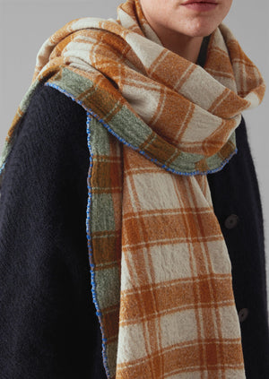 Check Hand Woven Scarf | Rust