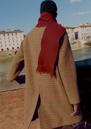 Chevron Thin Wool Scarf | Plum/Rust