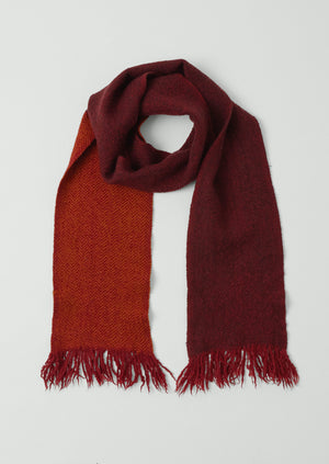 Chevron Thin Wool Scarf | Plum/Rust