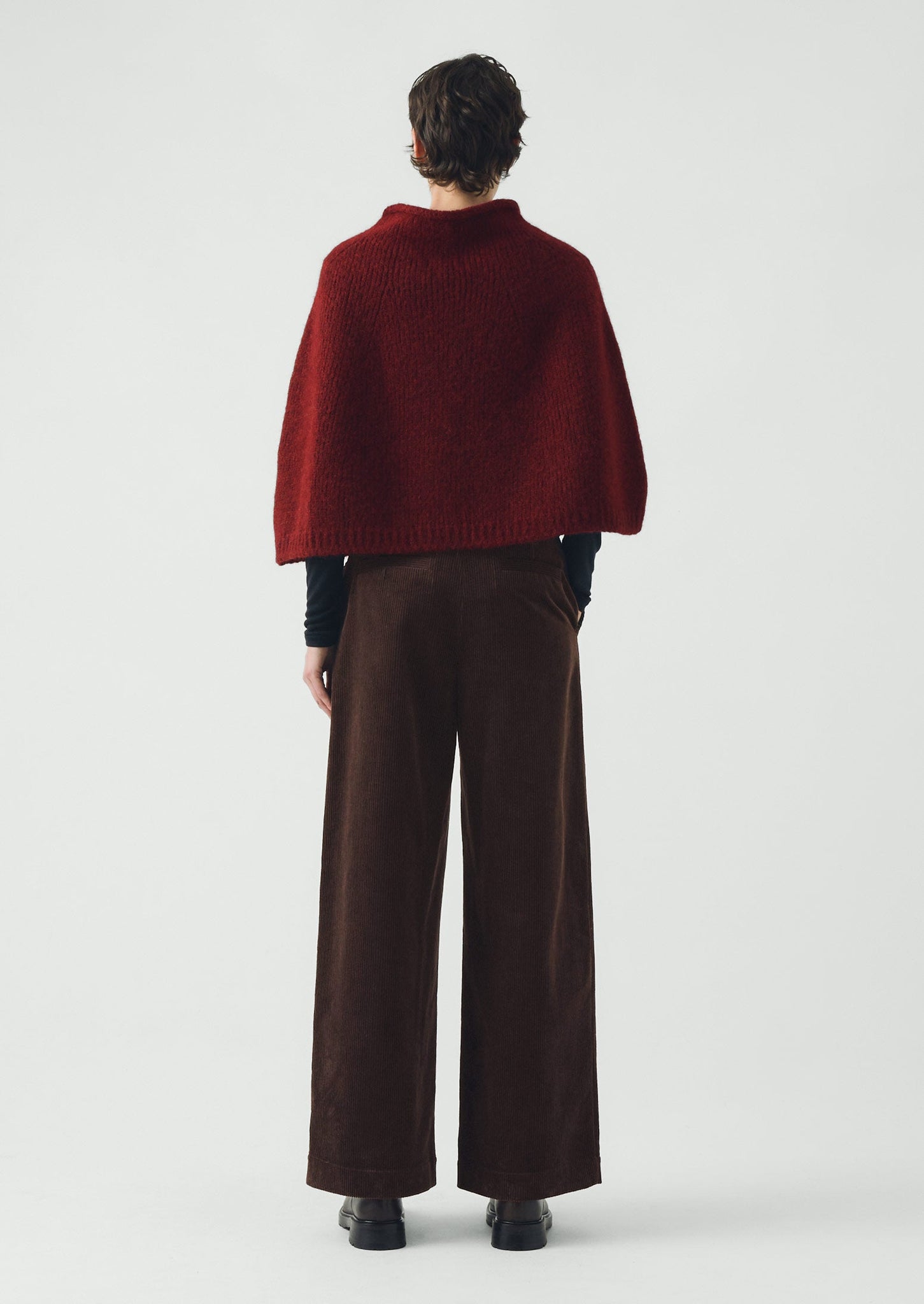 Lofty Alpaca Blend Knitted Poncho | Carmine Red