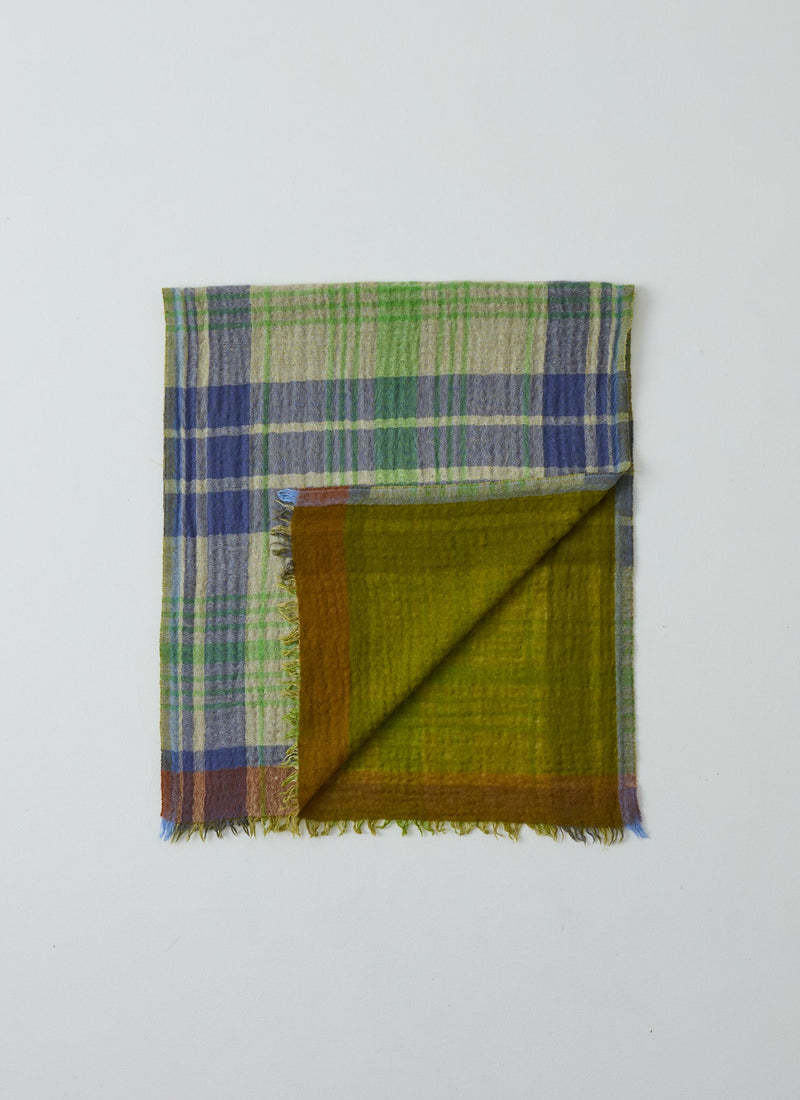 Large Check Boiled Wool Scarf | Soya/Multi