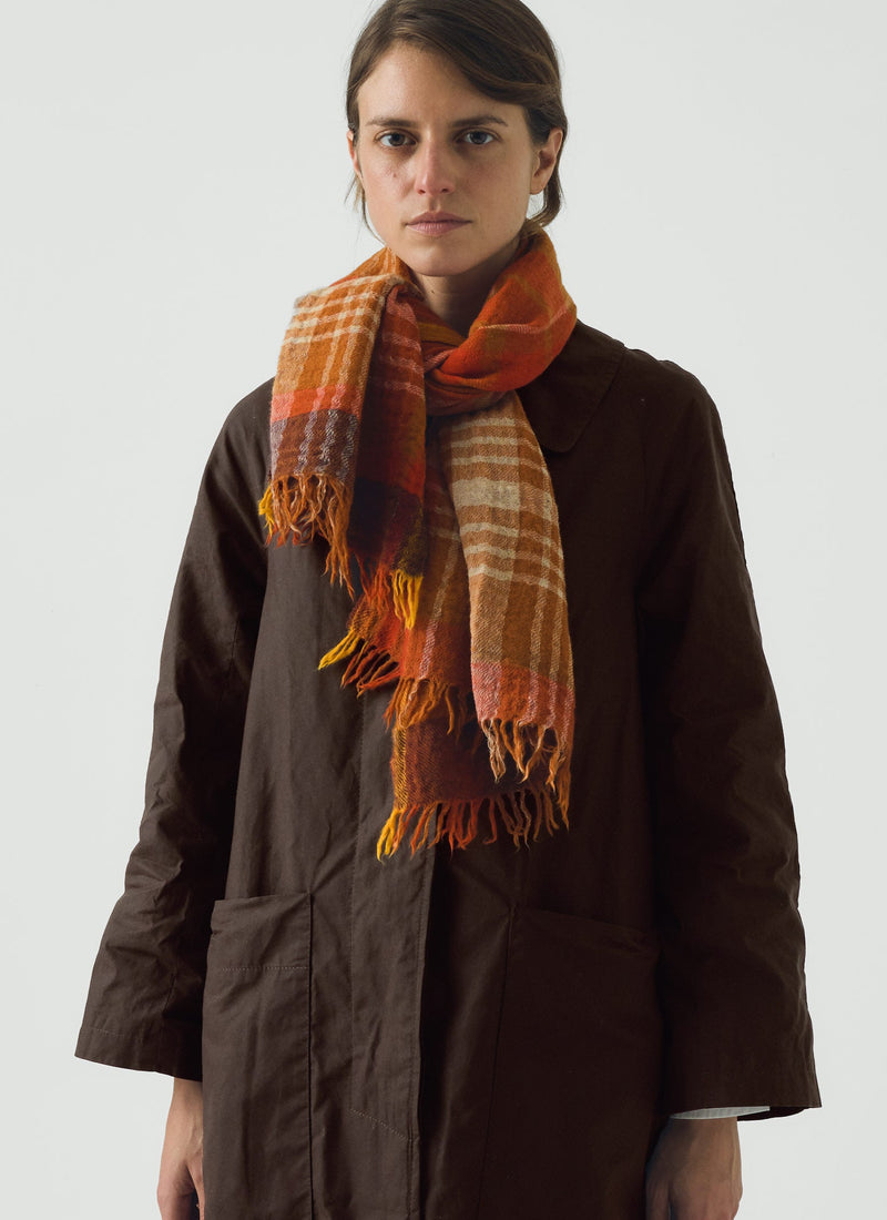 Large Check Boiled Wool Scarf | Spice