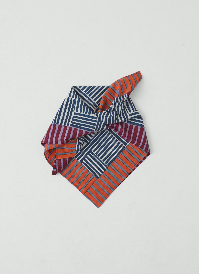 Patchwork Stripe Block Print Bandana | Verdigris/Multi