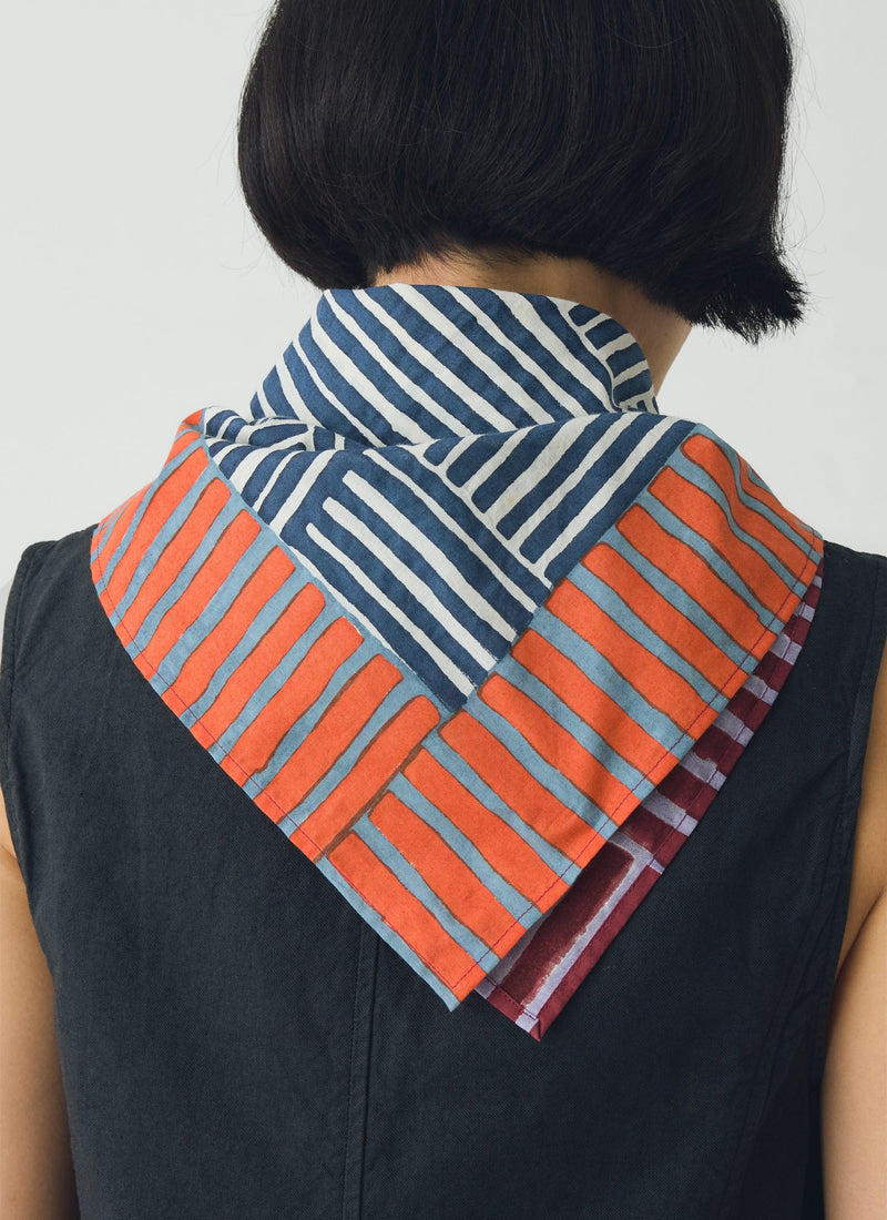 Patchwork Stripe Block Print Bandana | Verdigris/Multi