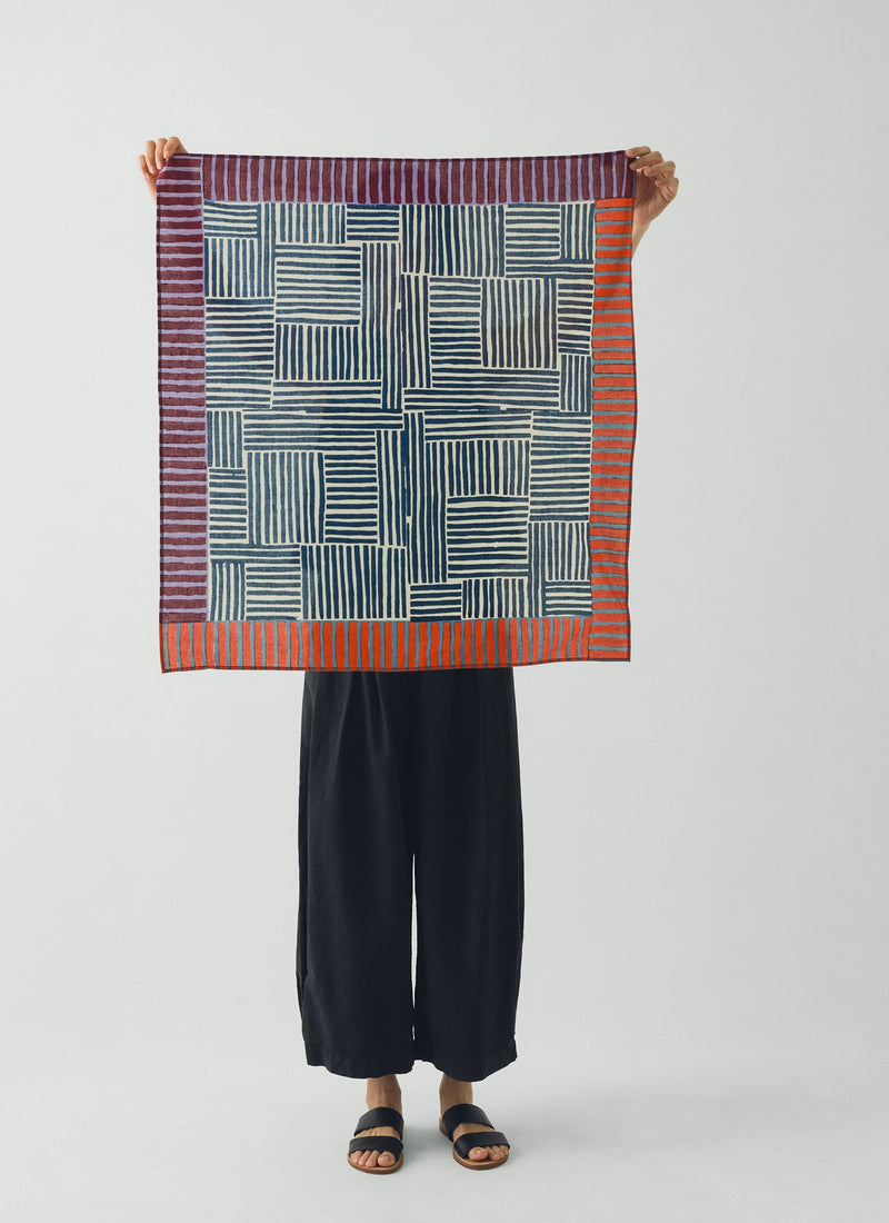 Patchwork Stripe Block Print Bandana | Verdigris/Multi