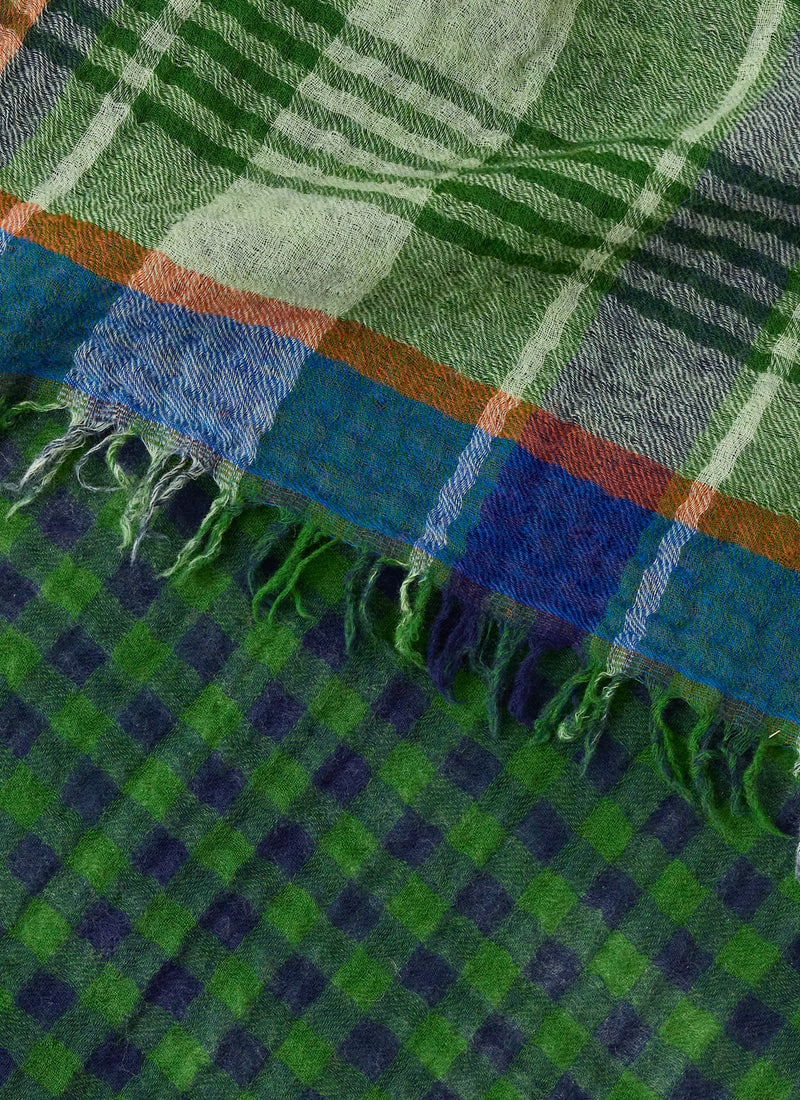 Fen Wool Knot Scarf | Grass Green/Multi