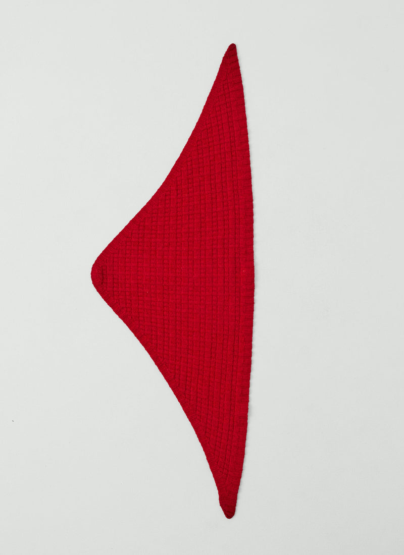 Grid Stitch Knitted Wool Bandana | Cardinal Red