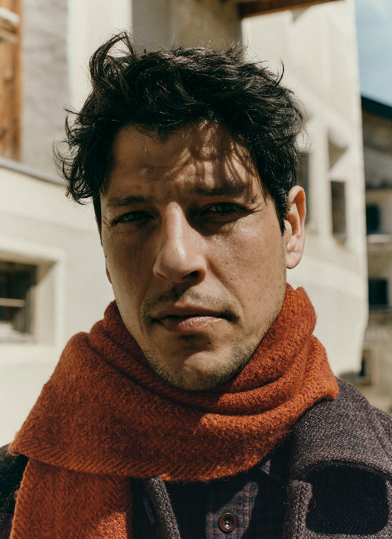 Chevron Wool Cashmere Scarf | Spice